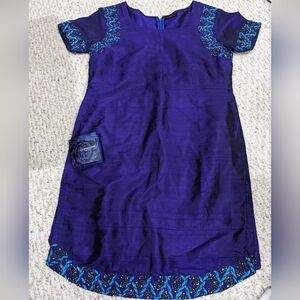Nabeel & Aqeel Signature Dark And Light Blue Embroidered Mini Dress